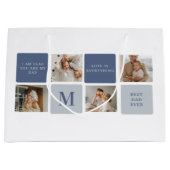 コラージュモダンフォト&ブルーハッピーファーザーズ・デイギフト ラージペーパーバッグ (正面)