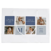 コラージュモダンフォト&ブルーハッピーファーザーズ・デイギフト ラージペーパーバッグ (裏面)