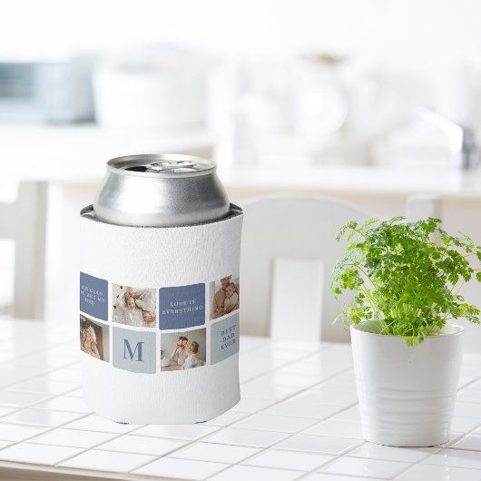 コラージュモダンフォト&ブルーハッピーファーザーズ・デイギフト 缶クーラー