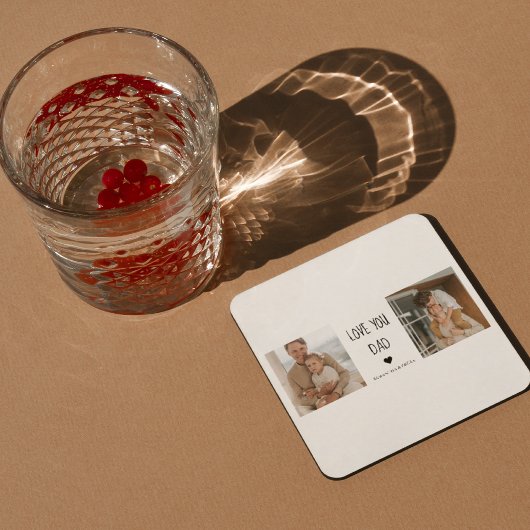 コラージュモダンフォト&ラブユーパパギフト スクエアペーパーコースター