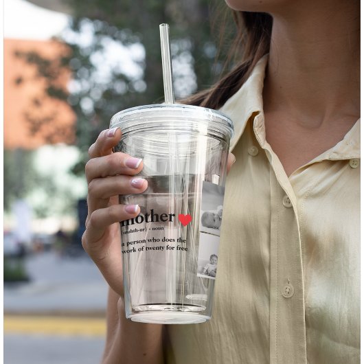 コラージュモダンフォト&文字赤いハートマザーギフト アクリルタンブラー