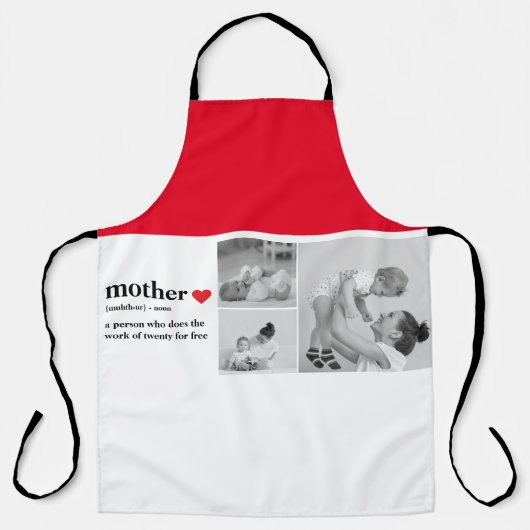 コラージュモダンフォト&文字赤いハートマザーギフト エプロン (正面)