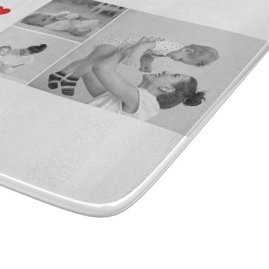 コラージュモダンフォト&文字赤いハートマザーギフト カッティングボード (角)