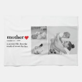 コラージュモダンフォト&文字赤いハートマザーギフト キッチンタオル (横)