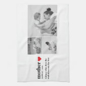 コラージュモダンフォト&文字赤いハートマザーギフト キッチンタオル (縦)