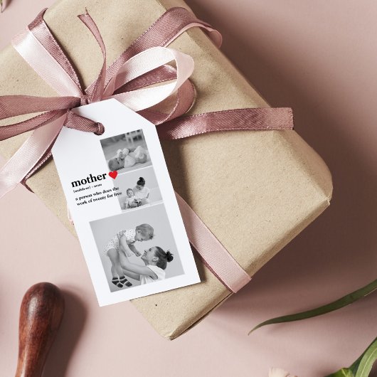 コラージュモダンフォト&文字赤いハートマザーギフト ギフトタグ