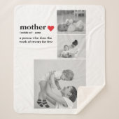 コラージュモダンフォト&文字赤いハートマザーギフト シェルパブランケット (正面)
