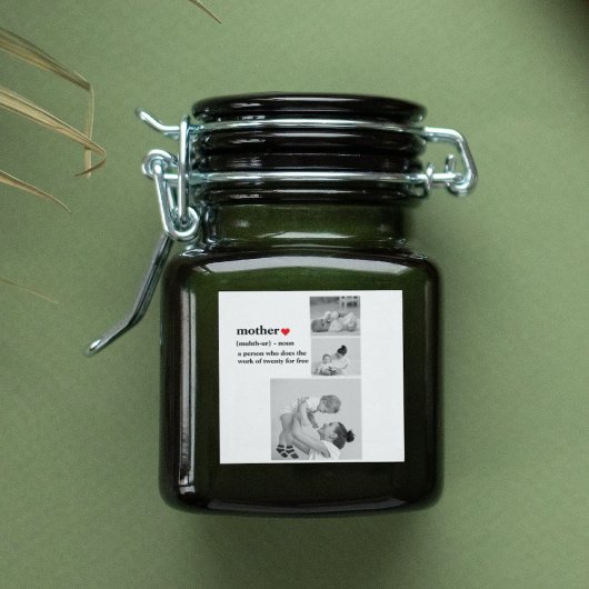 コラージュモダンフォト&文字赤いハートマザーギフト スクエアシール