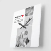 コラージュモダンフォト&文字赤いハートマザーギフト スクエア壁時計 (傾斜)