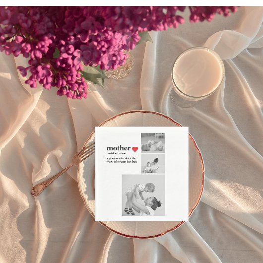 コラージュモダンフォト&文字赤いハートマザーギフト スタンダードランチョンナプキン