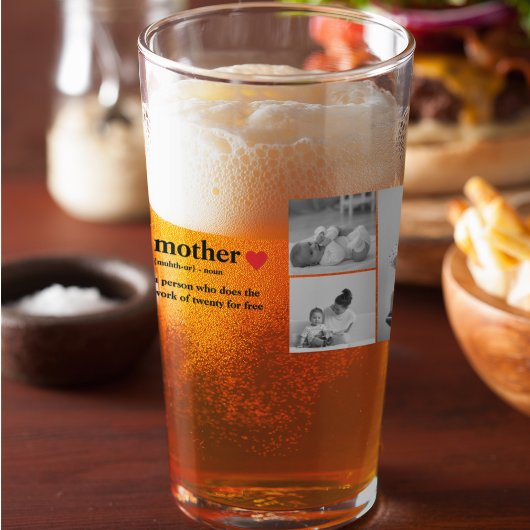 コラージュモダンフォト&文字赤いハートマザーギフト タンブラーグラス