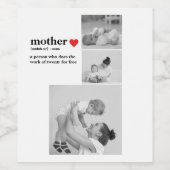 コラージュモダンフォト&文字赤いハートマザーギフト ワインラベル (シングルラベル)