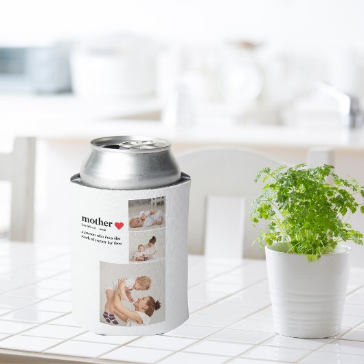 コラージュモダンフォト&文字赤いハートマザーギフト 缶クーラー