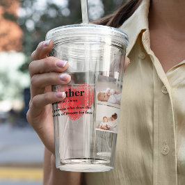 コラージュモダンフォト&赤いハートマザーギフト アクリルタンブラー