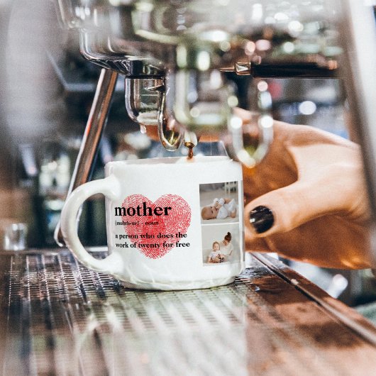 コラージュモダンフォト&赤いハートマザーギフト エスプレッソカップ