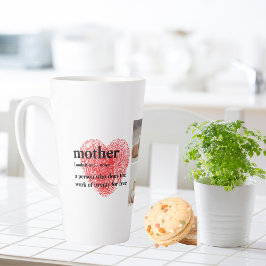 コラージュモダンフォト&赤いハートマザーギフト カフェラテマグ