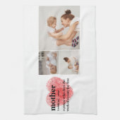 コラージュモダンフォト&赤いハートマザーギフト キッチンタオル (縦)