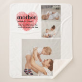 コラージュモダンフォト&赤いハートマザーギフト シェルパブランケット (正面)