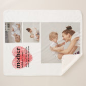 コラージュモダンフォト&赤いハートマザーギフト シェルパブランケット (正面(横))