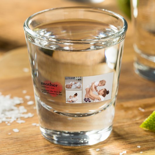 コラージュモダンフォト&赤いハートマザーギフト ショットグラス
