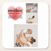 コラージュモダンフォト&赤いハートマザーギフト スクエアペーパーコースター (正面)