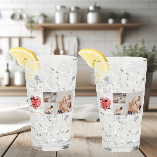 コラージュモダンフォト&赤いハートマザーギフト タンブラーグラス