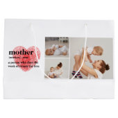 コラージュモダンフォト&赤いハートマザーギフト ラージペーパーバッグ (裏面)