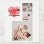 コラージュモダンフォト&赤いハートマザーギフト ワインラベル (シングルラベル)