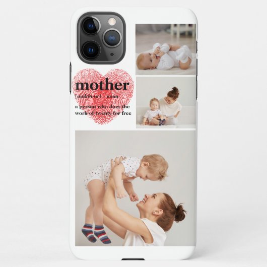 コラージュモダンフォト&赤いハートマザーギフト iPhoneケース (裏面)
