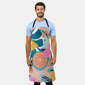 コラージュモダンフローラのシームレスなパターン。外モダン出 エプロン (着用した状態)