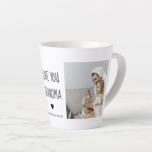 コラージュモダン写真おばあちゃんギフト愛最高の愛 カフェラテマグ (右アングル)