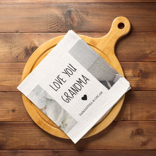 コラージュモダン写真おばあちゃんギフト愛最高の愛 キッチンタオル