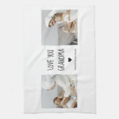 コラージュモダン写真おばあちゃんギフト愛最高の愛 キッチンタオル (縦)