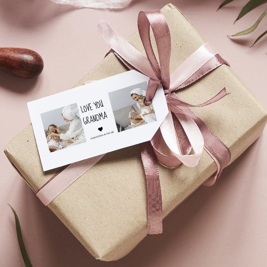 コラージュモダン写真おばあちゃんギフト愛最高の愛 ギフトタグ