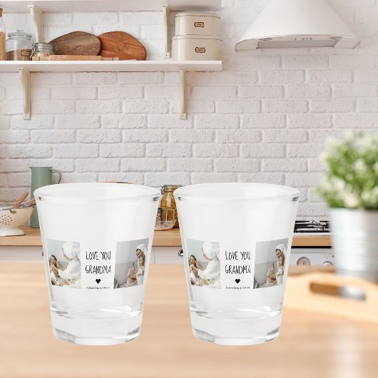 コラージュモダン写真おばあちゃんギフト愛最高の愛 ショットグラス