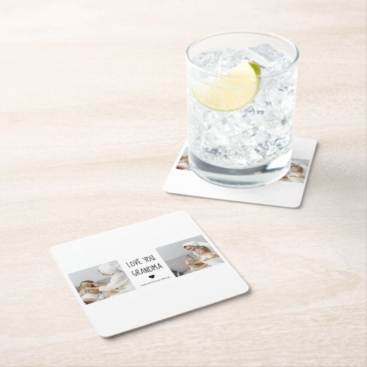 コラージュモダン写真おばあちゃんギフト愛最高の愛 スクエアペーパーコースター (インサイチュ)