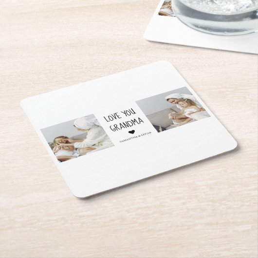 コラージュモダン写真おばあちゃんギフト愛最高の愛 スクエアペーパーコースター (アングル)