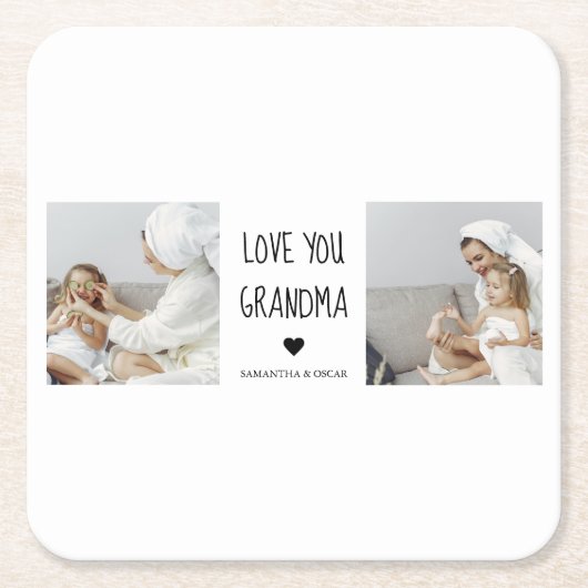 コラージュモダン写真おばあちゃんギフト愛最高の愛 スクエアペーパーコースター (正面)