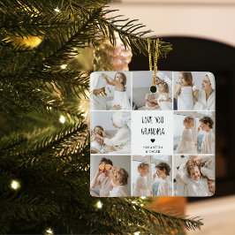 コラージュモダン写真おばあちゃんギフト愛最高の愛 セラミックオーナメント