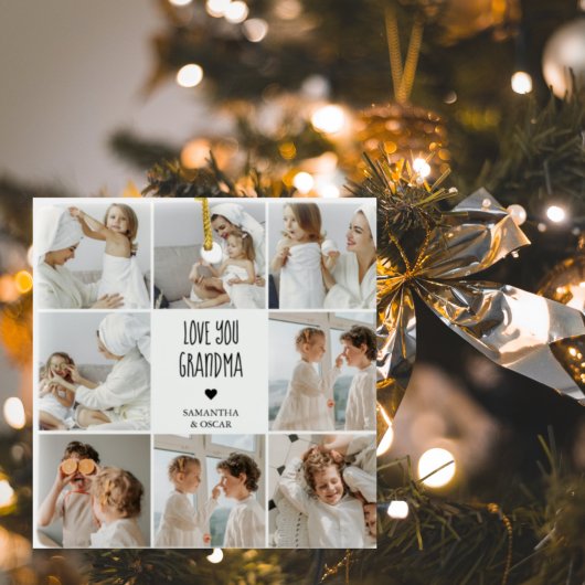 コラージュモダン写真おばあちゃんギフト愛最高の愛 セラミックオーナメント
