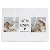コラージュモダン写真おばあちゃんギフト愛最高の愛 ラージペーパーバッグ (正面)