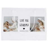 コラージュモダン写真おばあちゃんギフト愛最高の愛 ラージペーパーバッグ (裏面)