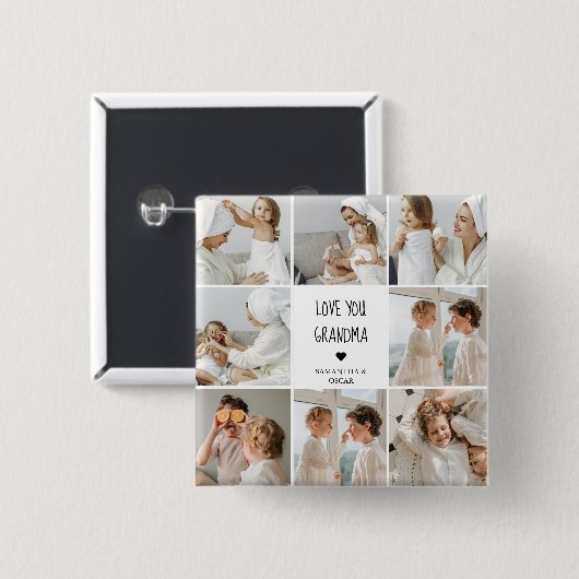 コラージュモダン写真おばあちゃんギフト愛最高の愛 缶バッジ (正面&裏面)