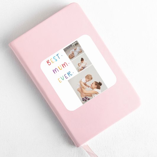 コラージュモダン写真とカラフル最高のMum Ever Gift スクエアシール