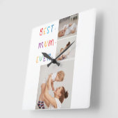 コラージュモダン写真とカラフル最高のMum Ever Gift スクエア壁時計 (傾斜)