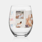 コラージュモダン写真とカラフル最高のMum Ever Gift ステムなしワイングラス (裏面)