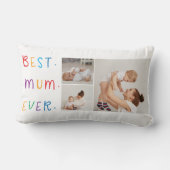 コラージュモダン写真とカラフル最高のMum Ever Gift ランバークッション (裏面)