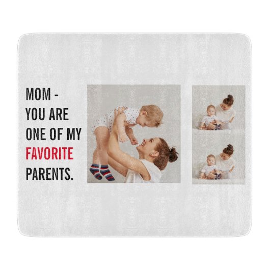 コラージュモダン写真とハッピーマザーズのデイギフト カッティングボード (正面)