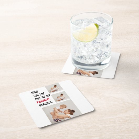 コラージュモダン写真とハッピーマザーズのデイギフト スクエアペーパーコースター (インサイチュ)