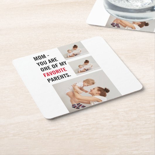 コラージュモダン写真とハッピーマザーズのデイギフト スクエアペーパーコースター (アングル)